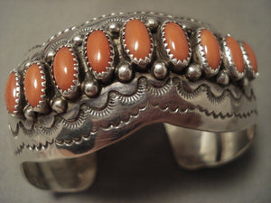 Waving Coral Vintage Navajo Native American Jewelry Silver Bracelet Old-Nativo Arts
