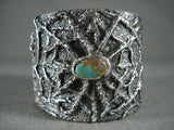 Weaving Rug 128 Gram Navajo Turquoise Native American Jewelry Silver Bracelet-Nativo Arts