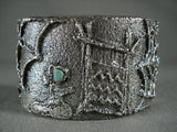 Weaving Rug 128 Gram Navajo Turquoise Native American Jewelry Silver Bracelet-Nativo Arts
