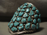 Whopping Vintage Navajo Towering Turquoise Nugget Native American Jewelry Silver Bracelet Old-Nativo Arts
