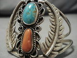Wide #8 Turquoise Vintage Navajo Sterling Silver Native American Bracelet Old-Nativo Arts