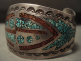 Wide Advanced Technique Vintage Navajo Hand Hammered Native American Jewelry Silver Bracelet Old-Nativo Arts