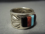 Wide Band Important Vintage Navajo Ray Adakai Turquoise Sterling Native American Jewelry Silver Ring-Nativo Arts