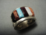 Wide Band Important Vintage Navajo Ray Adakai Turquoise Sterling Native American Jewelry Silver Ring-Nativo Arts