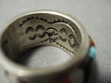Wide Band Important Vintage Navajo Ray Adakai Turquoise Sterling Native American Jewelry Silver Ring-Nativo Arts