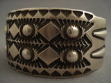 Wide Deep Stamp Vintage Navajo Native American Jewelry Silver Bracelet-Nativo Arts