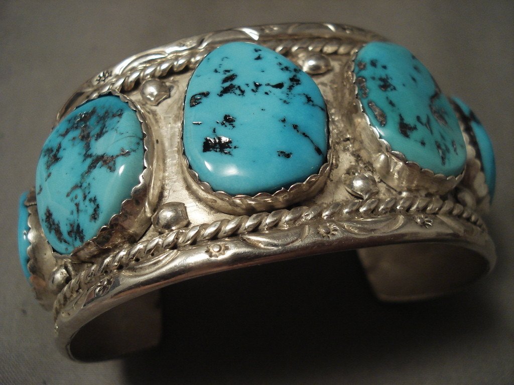 Wide Men's Chunky Turquoise Vintage Navajo Native American Jewelry