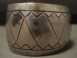 Wide Vintage Navajo 'Big Drum' Native American Jewelry Silver Bracelet-Nativo Arts