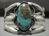 Wide Vintage Navajo Domed Royston Turquoise Native American Jewelry Silver Bracelet Old-Nativo Arts