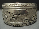 Wide Vintage Navajo Native American Jewelry jewelry Gold Sterling Silver Pueblo Bracelet Old-Nativo Arts