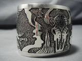 Wide Wide!! Navajo Becenti Sterling Silver Cowskull Native American Bracelet-Nativo Arts