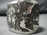 Wide Wide!! Navajo Becenti Sterling Silver Cowskull Native American Bracelet-Nativo Arts