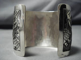 Wide Wide!! Navajo Becenti Sterling Silver Cowskull Native American Bracelet-Nativo Arts