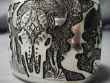 Wide Wide!! Navajo Becenti Sterling Silver Cowskull Native American Bracelet-Nativo Arts