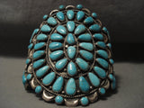 Wide Wide Vintage Navajo #8 Turquoise Native American Jewelry Silver Bracelet- 1950's-Nativo Arts
