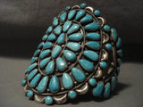 Wide Wide Vintage Navajo #8 Turquoise Native American Jewelry Silver Bracelet- 1950's-Nativo Arts