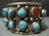 Wide Wide Wide Vintage Navajo Native American Jewelry jewelry Turquoise Coral ""personal Navajo Native American Jewelry jewelry"" Bracelet-Nativo Arts