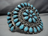 Wil Secatero Vintage Native American Navajo Sky Blue Turquoise Sterling Silver Bracelet-Nativo Arts