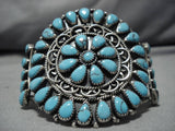 Wil Secatero Vintage Native American Navajo Sky Blue Turquoise Sterling Silver Bracelet-Nativo Arts
