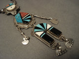 Woah! Museum Vintage Navajo Oscar Alexius Turquoise Native American Jewelry Silver Kachina Necklace-Nativo Arts