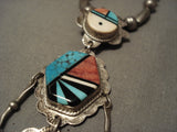 Woah! Museum Vintage Navajo Oscar Alexius Turquoise Native American Jewelry Silver Kachina Necklace-Nativo Arts