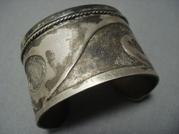 Woah! Vintage Hopi/ Navajo Geometric Sterling Native American Jewelry Silver Bracelet-Nativo Arts