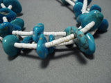Wonderful Vintage Native American Jewelry Navajo Blue Gem Turquoise Heishi Hand Woven Necklace Old-Nativo Arts