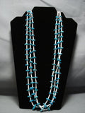 Wonderful Vintage Native American Jewelry Navajo Blue Gem Turquoise Heishi Hand Woven Necklace Old-Nativo Arts