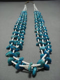 Wonderful Vintage Native American Jewelry Navajo Blue Gem Turquoise Heishi Hand Woven Necklace Old-Nativo Arts