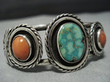 Wonderful Vintage Native American Jewelry Navajo Carico Lake Turquoise Sterling Silver Bracelet Old-Nativo Arts