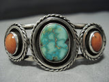 Wonderful Vintage Native American Jewelry Navajo Carico Lake Turquoise Sterling Silver Bracelet Old-Nativo Arts