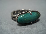 Wonderful Vintage Native American Jewelry Navajo Green Turquoise Sterling Silver Ring Old-Nativo Arts