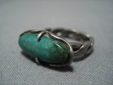 Wonderful Vintage Native American Jewelry Navajo Green Turquoise Sterling Silver Ring Old-Nativo Arts