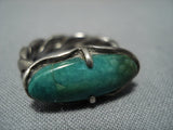 Wonderful Vintage Native American Jewelry Navajo Green Turquoise Sterling Silver Ring Old-Nativo Arts