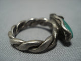 Wonderful Vintage Native American Jewelry Navajo Green Turquoise Sterling Silver Ring Old-Nativo Arts