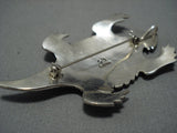 Wonderful Vintage Native American Jewelry Navajo Hand Carved Toad Lee Charly Sterling Silver Pin Pendant-Nativo Arts