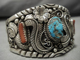 Wonderful Vintage Native American Navajo Blue Diamond Turquoise Sterling Silver Bracelet Old-Nativo Arts