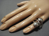Wonderful Vintage Native American Navajo Sterling Silver Marky Chapo Convex Ring-Nativo Arts