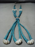 Wonderful Vintage Navajo Turquoise Pearl Native American Jewelry Silver Bead Necklace Old-Nativo Arts