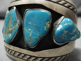 Wonderful Vintage Navajo Turquoise Sterling Silver Native American Bracelet Old-Nativo Arts