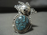 Wow Detailed Vintage Navajo Kachina Red Mountain Turquoise Native American Jewelry Silver Ring-Nativo Arts