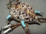 Wow! Incredibly Thick Vintage Huge Navajo Native American Jewelry Silver Turtle Turquoise Bolo Tie Old-Nativo Arts