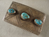 X Marks The Spot Old Navajo Turquoise Native American Jewelry Silver Buckle-Nativo Arts