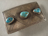 X Marks The Spot Old Navajo Turquoise Native American Jewelry Silver Buckle-Nativo Arts