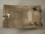 X Marks The Spot Old Navajo Turquoise Native American Jewelry Silver Buckle-Nativo Arts