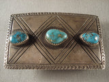 X Marks The Spot Old Navajo Turquoise Native American Jewelry Silver Buckle-Nativo Arts