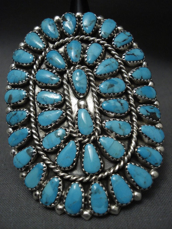 Xxl 2 Inch Tall Navajo Turquoise Native American Jewelry Silver Ring Sterling-Nativo Arts