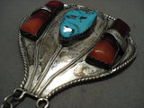 Xxl Gigantic Vintage Navajo 'Hot Air Balloon' Turquoise Native American Jewelry Silver Pendant Pin Old-Nativo Arts