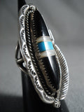 Xxl Vintage Navajo Turquoise & Leaf Native American Jewelry Silver Ring Old Jewelry-Nativo Arts